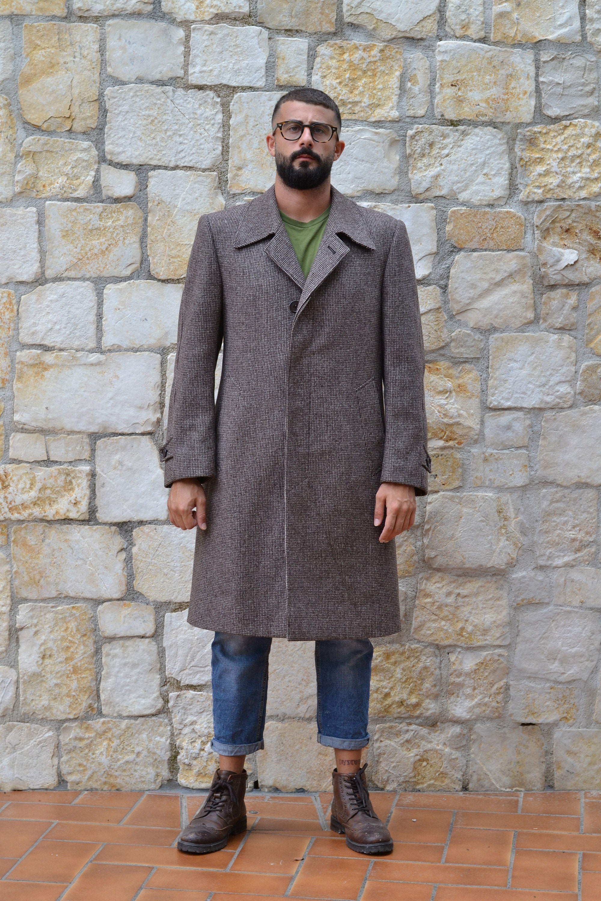 Mens tweed top overcoat vintage