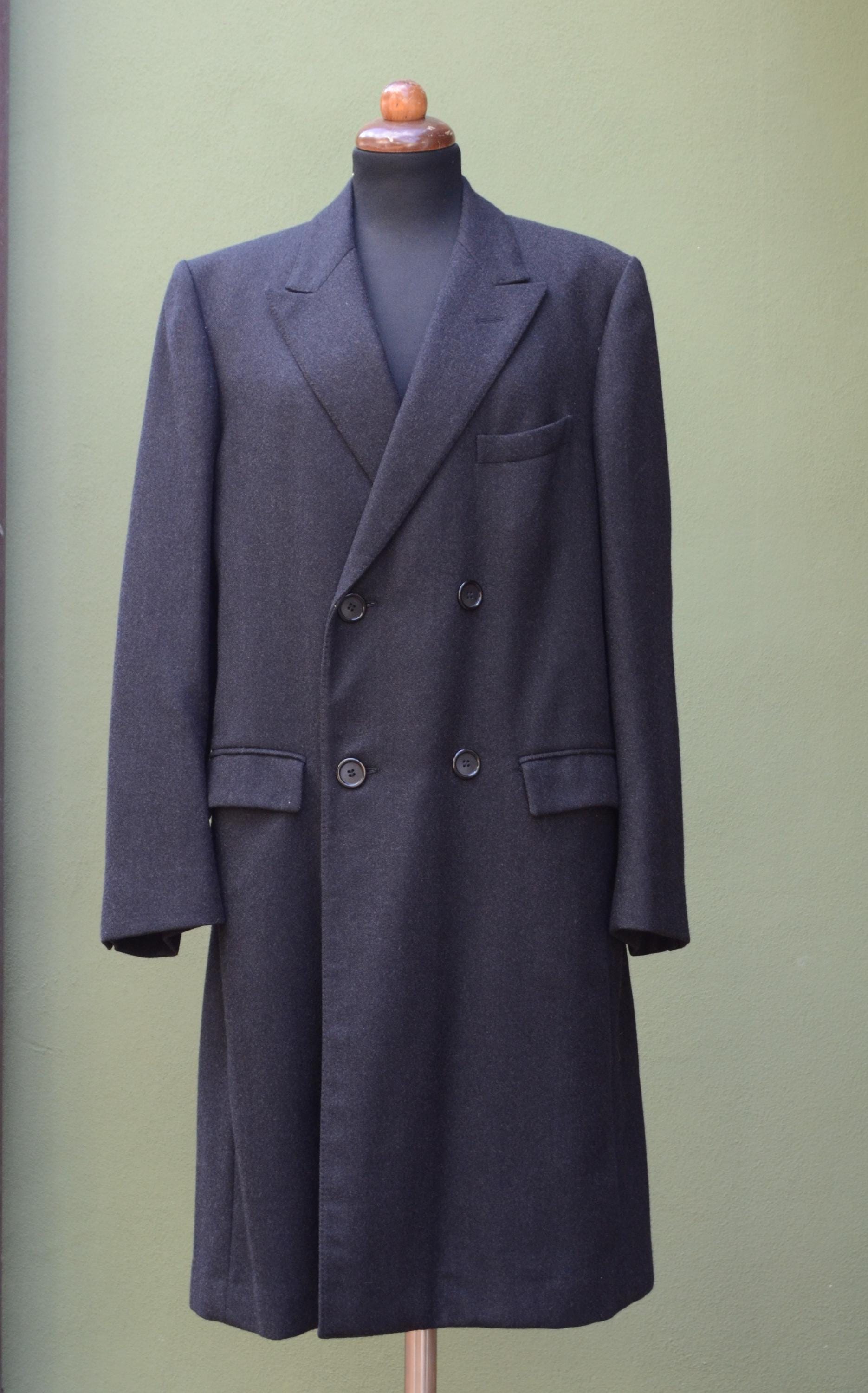 Pierre Cardin 90s Grey Double Breasted Wool Coat Men, Mens Winter
