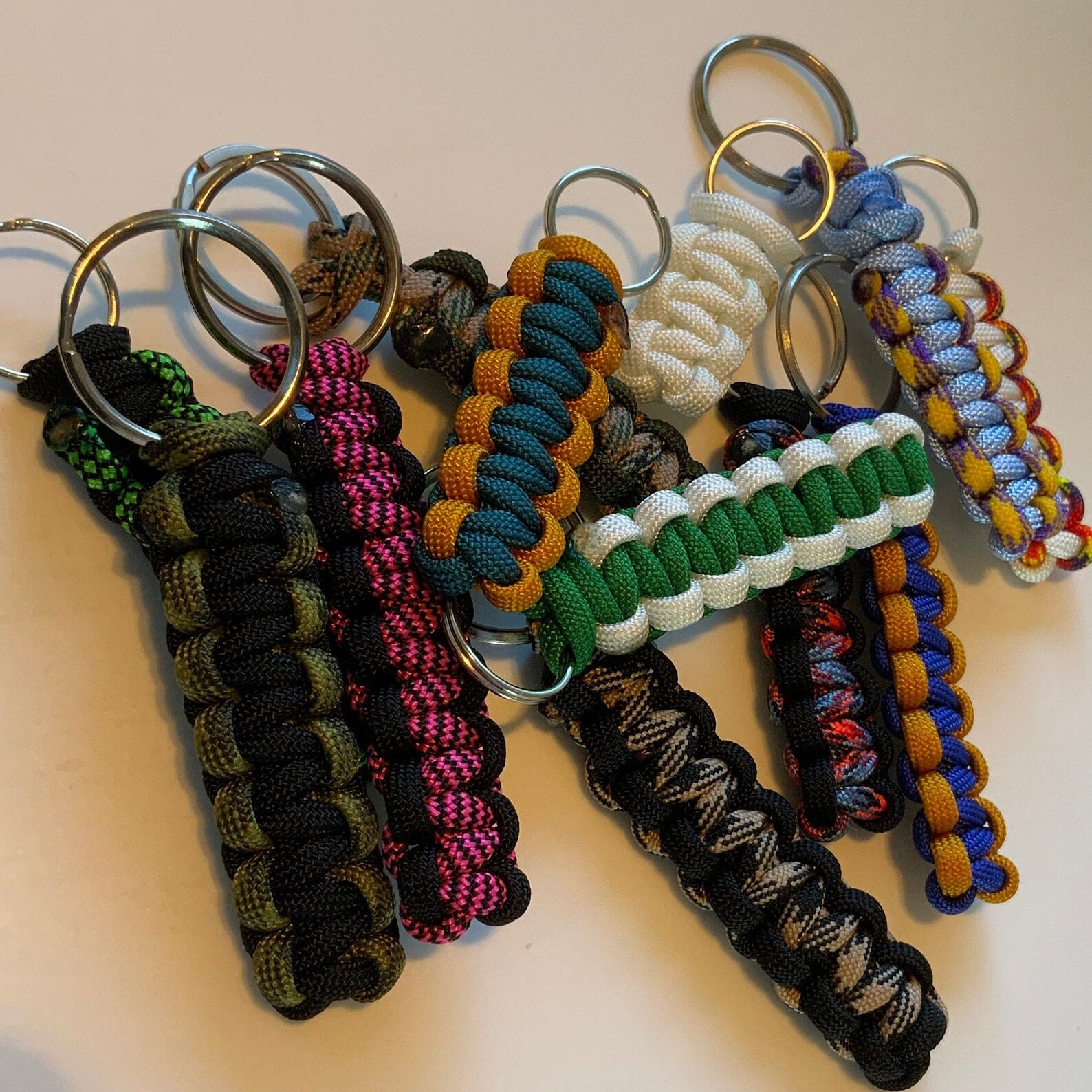 Two colours cobra weave Paracord keychain Etsy