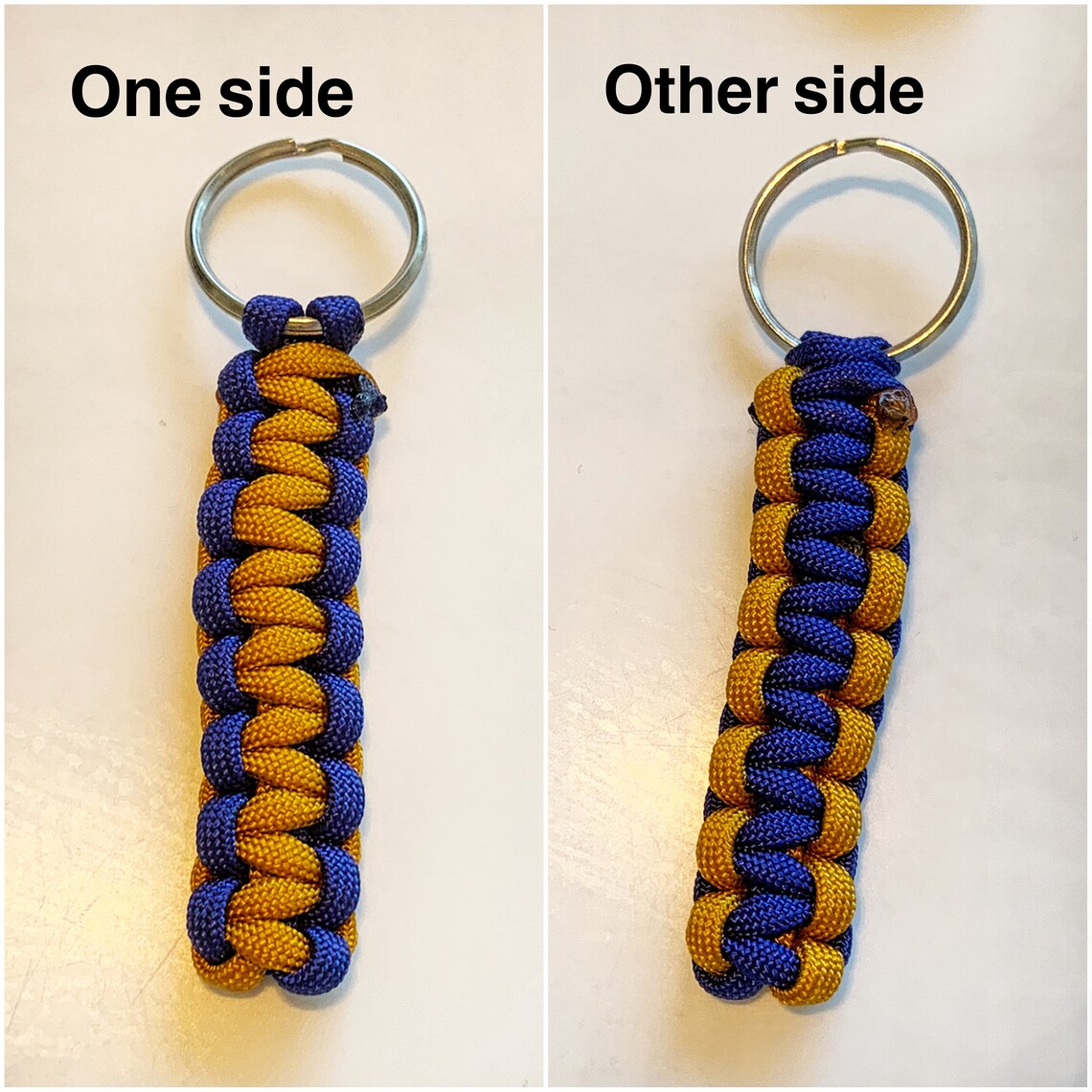 Two colours cobra weave Paracord keychain Etsy