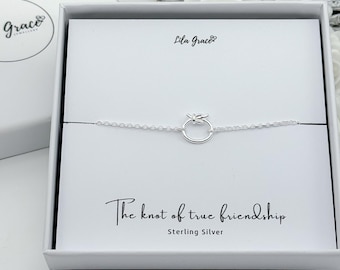 Sterling Silver True Friendship Knot Bracelet - Choose you Size Bestie Gift Idea