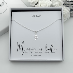 Sterling Silver Music Note Pendant Necklace - Choose your Chain Length