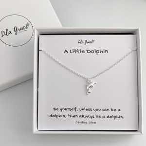 Sterling Silber Delphin Frauen Mädchen Halskette lange Kette und Choker Kette Schmuck -Sea Life Geschenkidee für ihre Geburtstags-Delfin-Liebhaber-Geschenke