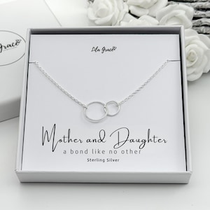 Interlocking Sterling Silver Circle Necklace: Choose your Chain Length - Mother and Daughter