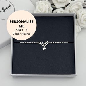 Sterling Silver Moon and Stars Initials Bracelet: Choose your Size and Letters