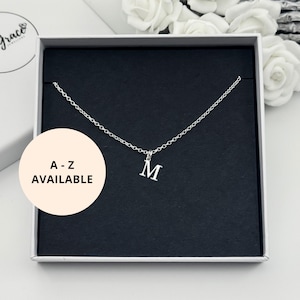 Sterling Silver Initial M Necklace - Personalised: Choose your Letter Pendant