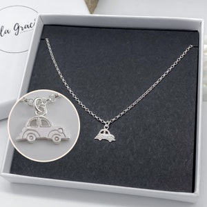 Sterling Silver Little Car Necklace - Womens Girls Cute Dainty Pretty Funky Car Lover Necklace - Gift for her Christmas Birthday Gifts
