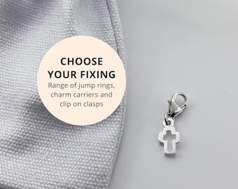 Sterling Silver Tiny Cross Pendant Charm - Faith Mini Charms Jewellery Making