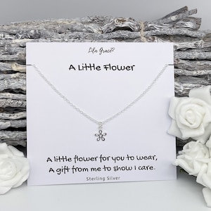 925 Sterling Silver Cute Mini Flower Necklace - Gift for her - Womens Girls Dainty Affordable Luxury Birthday Christmas Jewellery Gifts