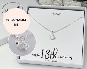 13. PERSONALISIERTE Halskette Silber Krone Sterling