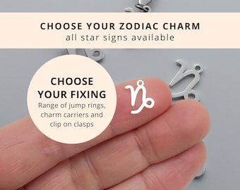 Sterling Silver Capricorn Star Sign Pendant - Clip on Zodiac Charm: Birthday Jewellery Gift