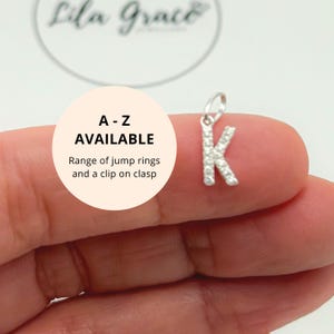 Sterling Silver Crystal Letter Pendant - Clip on Initial Charms