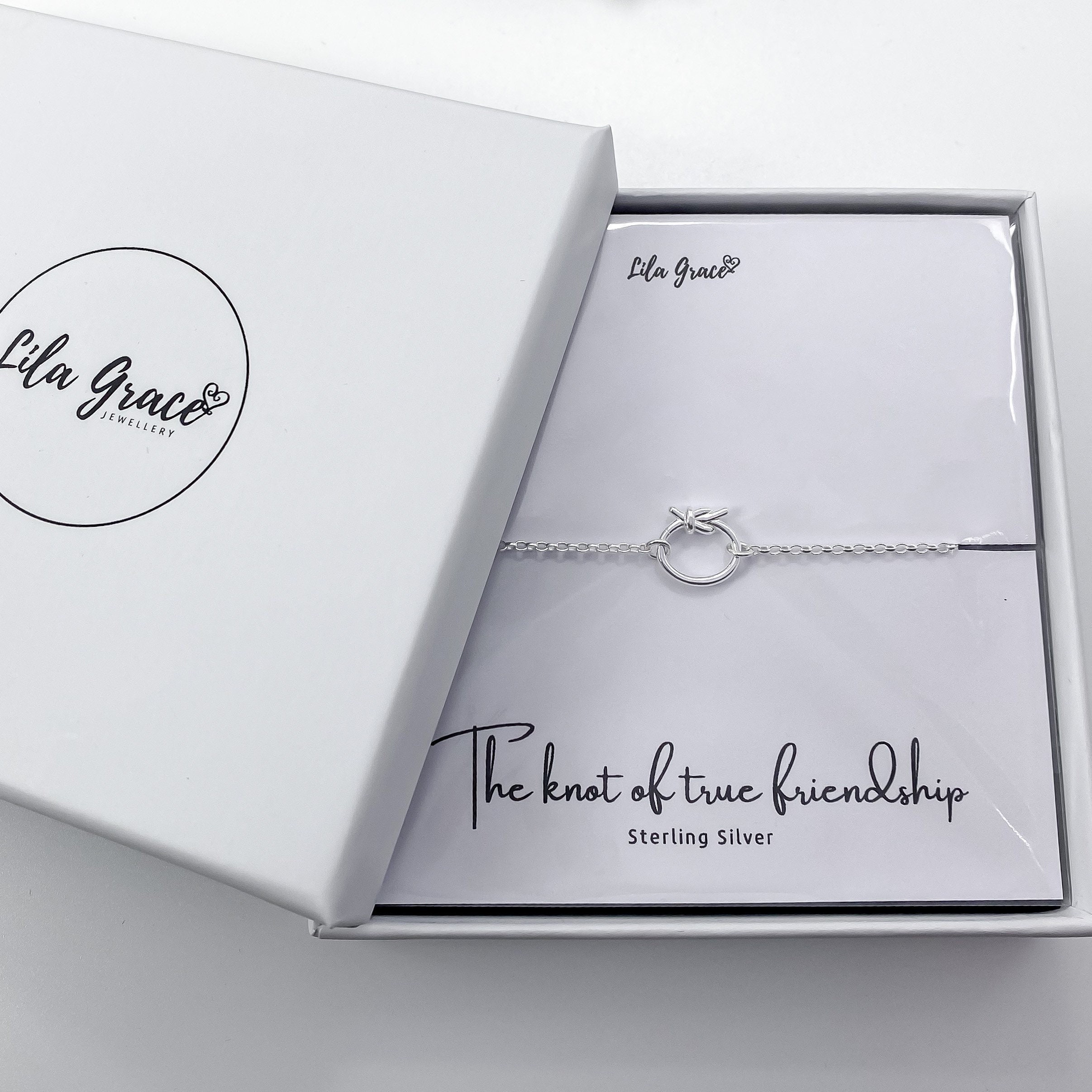 Personalised Sterling Silver Friendship Knot Bracelet Gift 