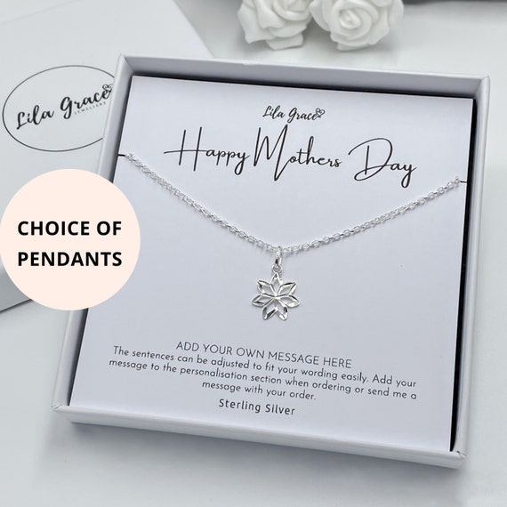 Sterling Silver 'Mum' Necklace with Crystal Stone in a Gift Box | Freemans