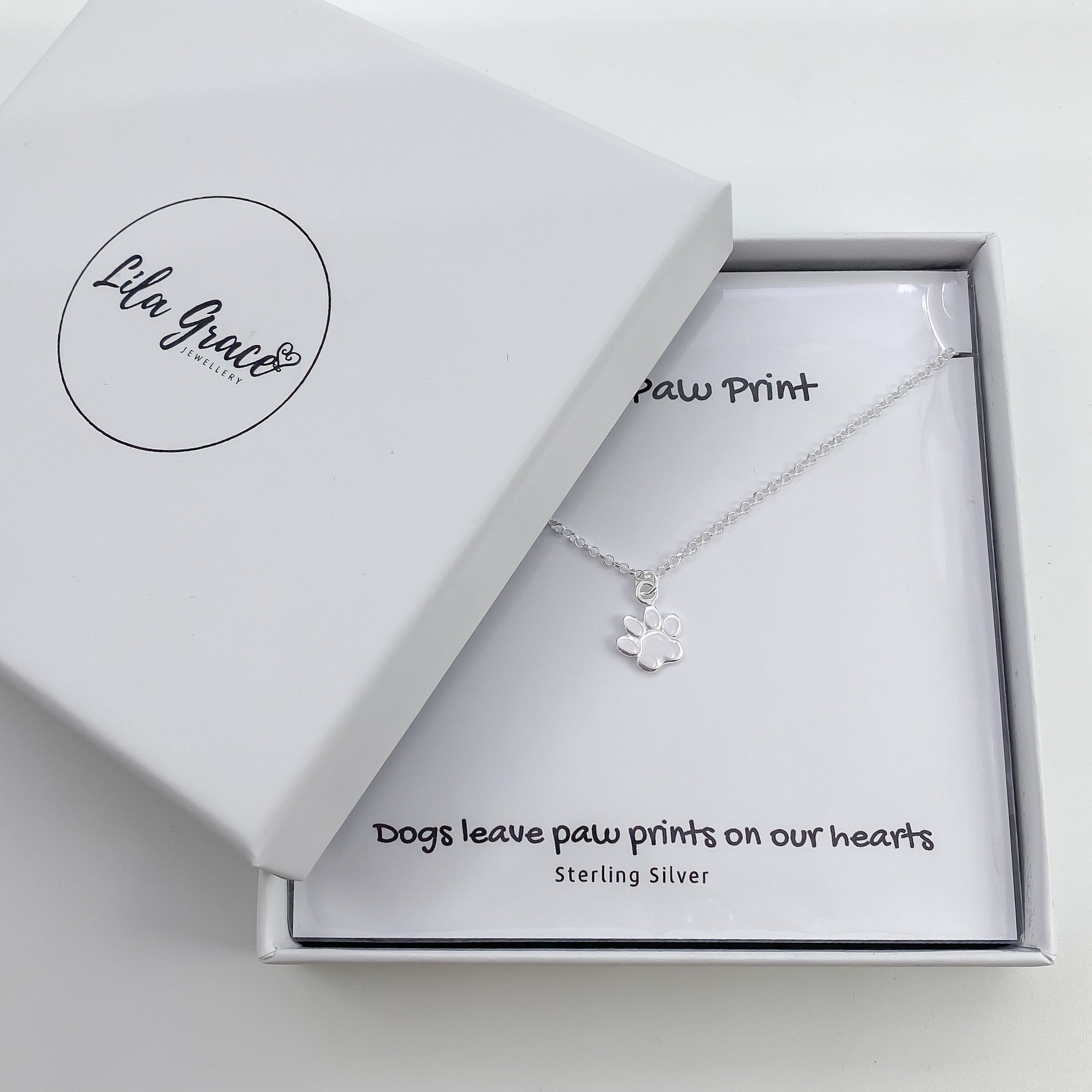 Sterling Silver Dog Paw Print Puppy Necklace Womens Girls Little Dog Cute Personalised Gift for her Birthday Christmas Thoughtful Gifts