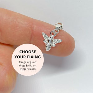 Mini pingente de abelha em prata esterlina - Encaixe em pingentes de abelha de 10 mm para pulseira, colar, joia de qualidade, prata 925 - fecho de gatilho