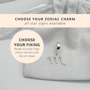 Sterling Silver Scorpio Zodiac Pendant - Clip on Charms Star Sign Jewellery