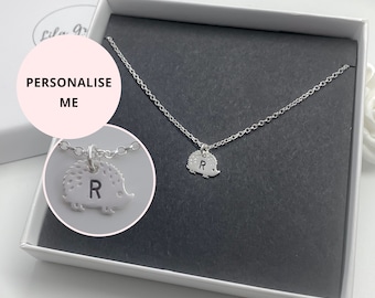 Sterling Silver Personalised Letter Initial Necklace - Womens Ladies Girls Hedgehog Gifts - Birthday Gift Idea for her -  Hoglets Hoggies