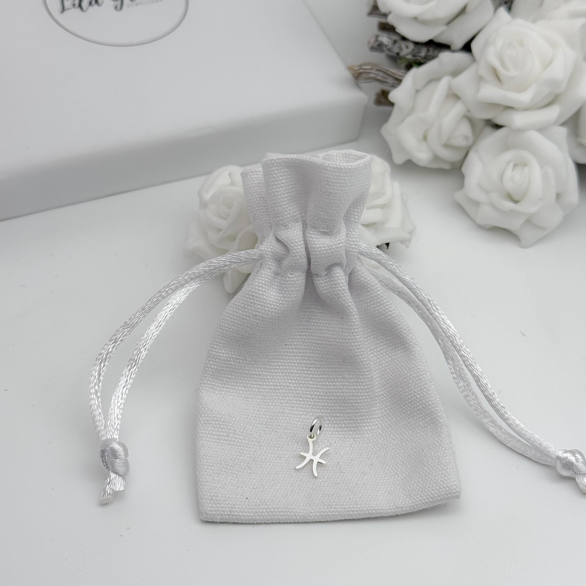 Sterling Silver Pisces Zodiac Pendant - Clip on Charms Star Sign ...