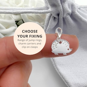Sterling Silver Hedgehog Pendant Gift - Clip on Charm for Jewellery Making