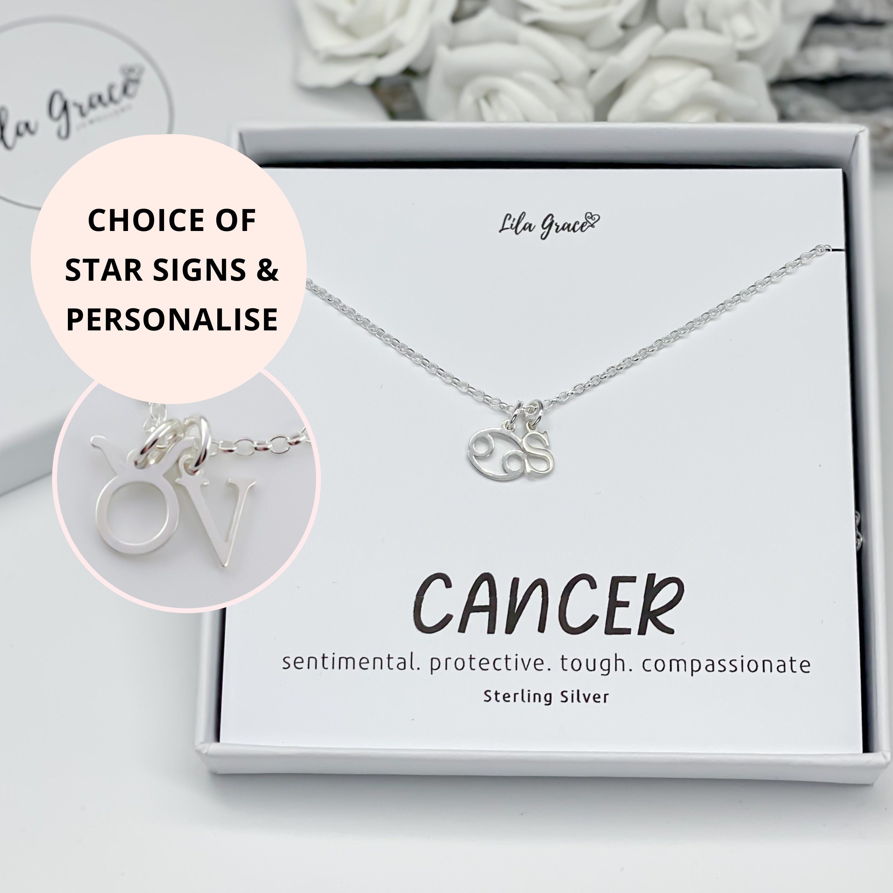 Cancer Zodiac Necklace in 10kt Yellow Gold
