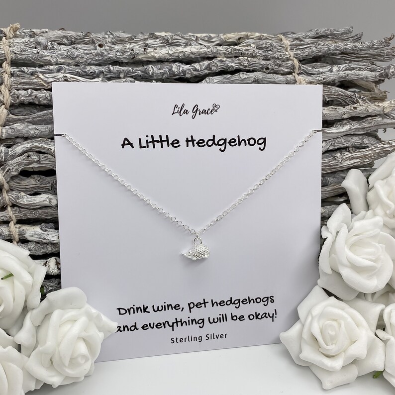 Sterling Silver Hedgehog Necklace Cute Birthday Gift for her Womens Girls Dainty Necklace Hoglets hedgehog Christmas Birthday Gifts