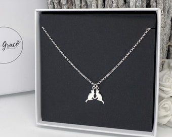 Sterling Silver Cat Womens Girls Necklace - Dainty Memorable Cat Lover Jewellery - Kitten Personalised letter stamped Birthday Christmas