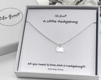 Sterling Silber Igel Frauen Mädchen niedliche Halskette - Hoggies Hoglets Geschenkidee für sie - personalisierte Wildlife Geburtstag Weihnachtsgeschenke