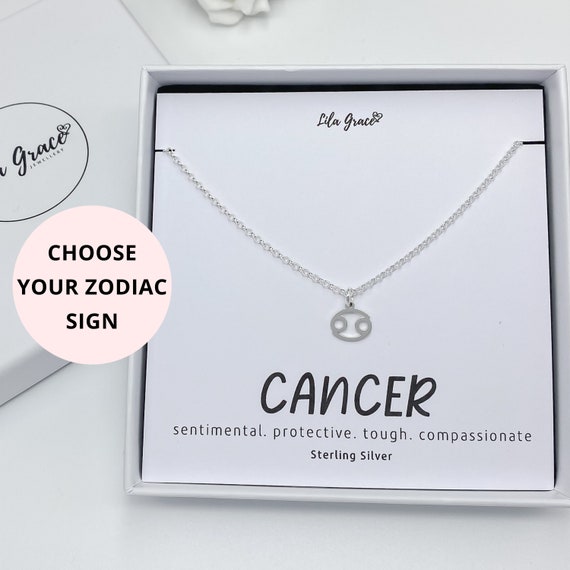 Young & Forever Rakhi Gift Friendship Day Gifts Special 18K Gold Plated  Cubic Zirconia Cancer Necklace 12 Zodiac Sign Constellation Letter Pendant  Necklace for Women Girls, 18