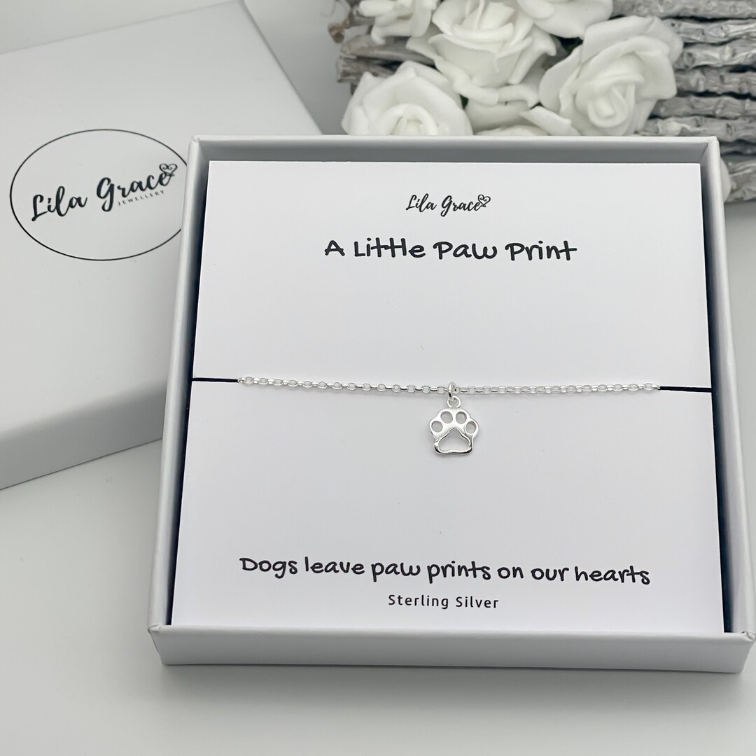 Sterling Silver Dog Paw Print Adjustable Bracelet - Cute Little Paws ...