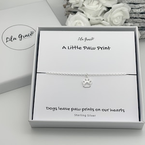 Sterling Silver Dog Paw Print Adjustable Bracelet - Cute Little Paws Jewellery Birthday Gift for her-  Womens Ladies Girls Pet Lover Gifts