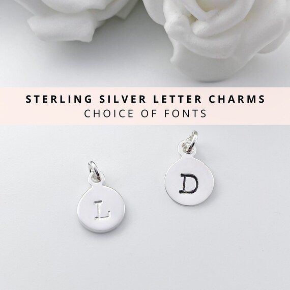 Sterling Silver Letter Initial Disc Pendant Charm Clip on Name for Bracelet  Necklace Jewellery Making Quality 925 Silver Trigger Clasp 