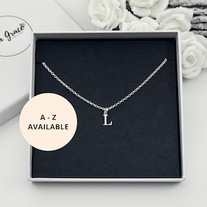 Sterling Silver Initial L Necklace - Personalised: Choose your Letter Pendant