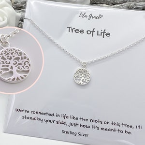 Tree of Life Sterling Silver Necklace - PERSONALISED  Boho Hippy Minimalist Gift for her - Dainty Jewellery Mum Family Birthday Gifts