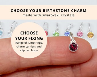 Sterling Silver January Garnet Red Birthstone Pendant - Clip on Charms Swarovski Crystal Jewellery Gifts