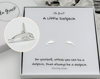 Sterling Silver Dolphin Stud: Sea Life Earrings Jewellery Gift