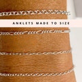 Sterling Silver Made to Measure Anklet – Belcher, Figaro, Cable: Small and Plus Size Available