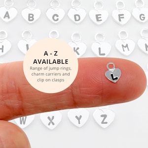 Sterling Silber Brief Herz Anhänger Charme - Clip auf Initial Charms Schmuck