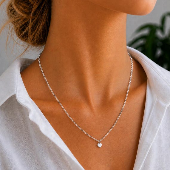 Sterling Silver Mini Heart Necklace - Choose Your Chain Length - Etsy