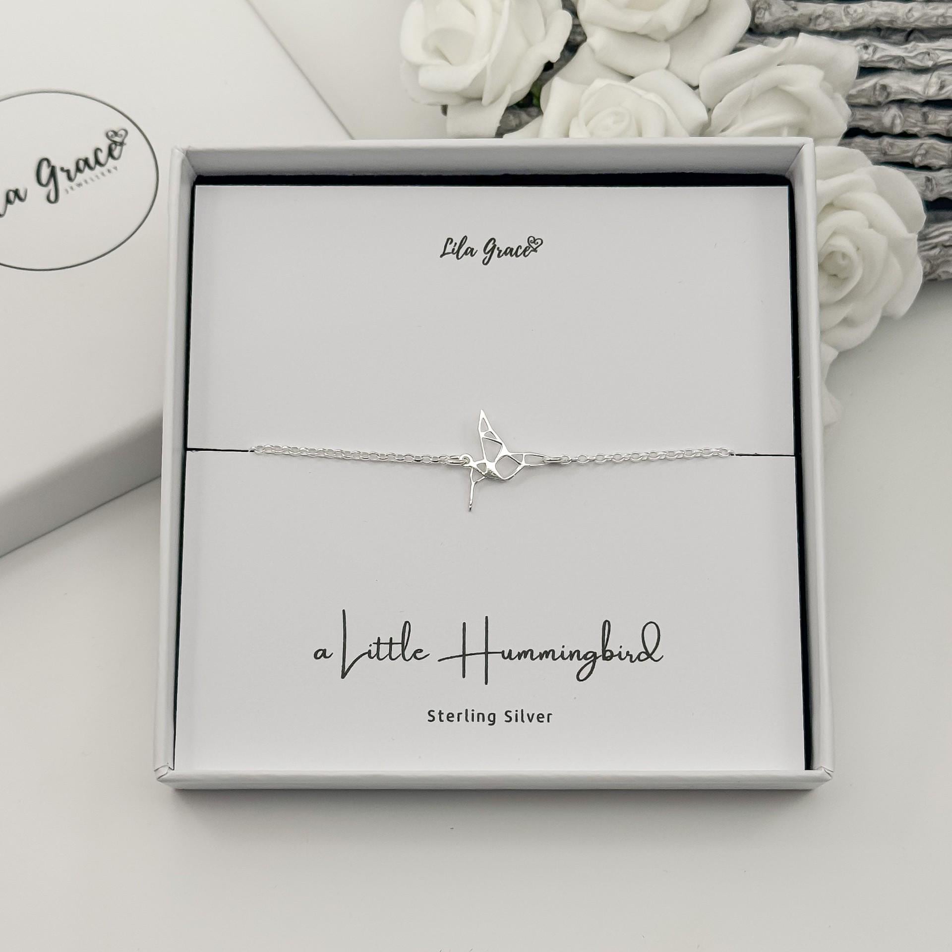 Sterling Silver Hummingbird Linked Bracelet - Choose your Size Origami…