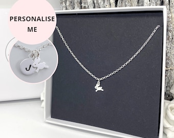 Sterling Silver Personalised Rabbit Necklace - Dainty Womens Girls Cute Pretty Jewellery Gifts - Bunny Christmas Birthday Gift Idea for her