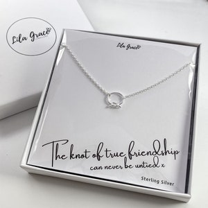 Sterling Silver Friendship Knot Necklace - Dainty Cute Pretty Womens Girls Jewellery Gift for her Birthday Christmas Thoughtful Gifts Idea