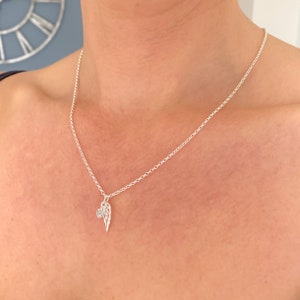 925 sterling silver angel wing and cute mini heart in memory of necklace for her, women and girls jewellery angel wing gifts