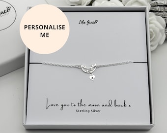 Sterling Silver Moon and Stars Letter Bracelet – Multiple Initials