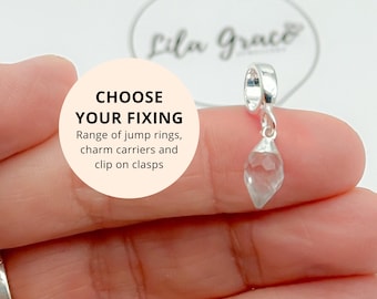 Sterling Silver Crystal Quartz Pendant - Marquise Faceted Gemstone Dangly Charm: Jewellery Gifts