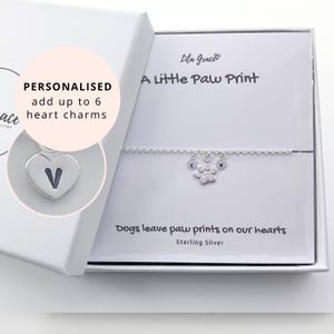 Sterling Silver Dog Paw Bracelet - PERSONALISED Dainty Cute Womens Girls Puppy Paw Print Jewellery Gifts Christmas Birthday Gift Idea