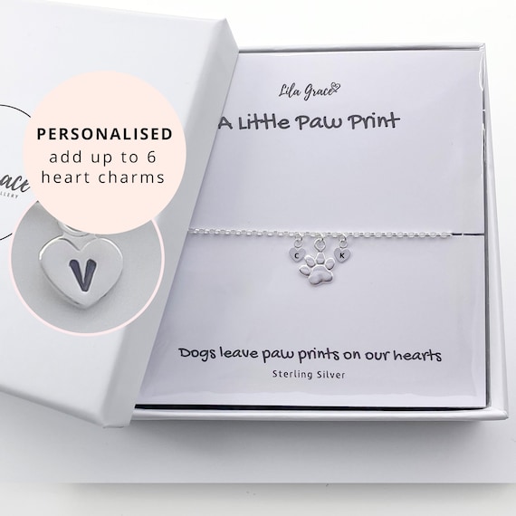 Sterling Silver Dog Paw Bracelet PERSONALISED Dainty Cute Womens Girls Puppy Paw Print Jewellery Gifts Christmas Birthday Gift Idea Etsy