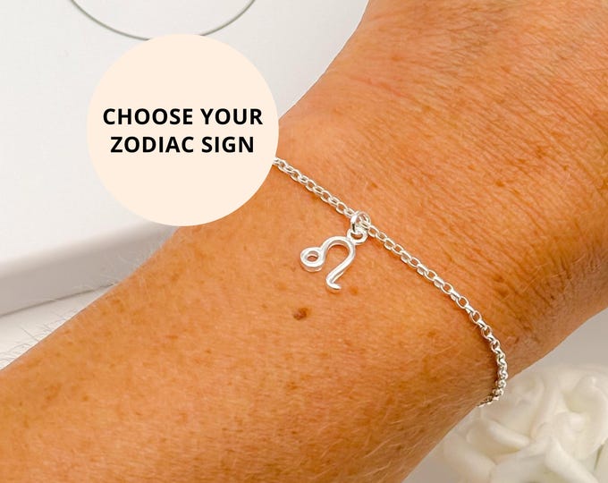 Leo Sterling Silver Zodiac Bracelet - July August Birthday Jewellery