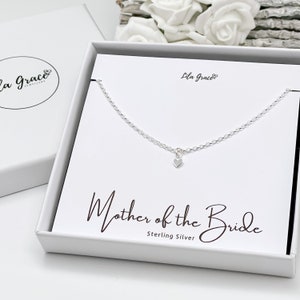 Sterling Silver Mother of the Bride Mini Heart Necklace - Wedding Guest Favours Jewellery Gift for her - Womens Girls Mother of the Bride