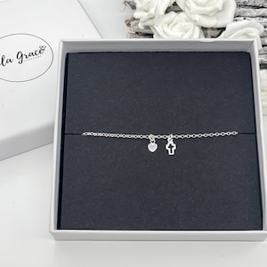 Sterling Silver Cute Mini Cross Heart Bracelet - Christmas Birthday Gift for her Womens Ladies Girls Faith Hope Love Pretty Jewellery Gifts